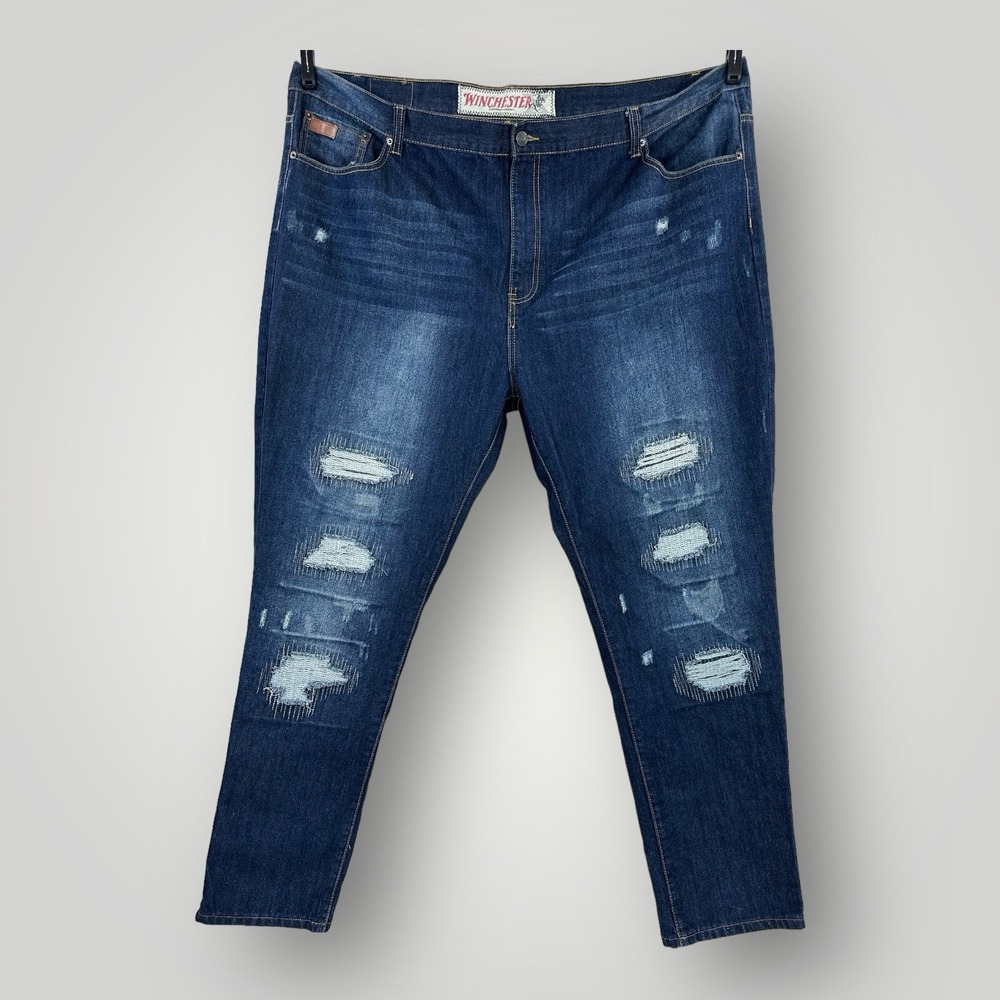 Winchester Jeans Mens 52x34 Distressed Rip Repair Grudge Acid Wash Grudge Denim